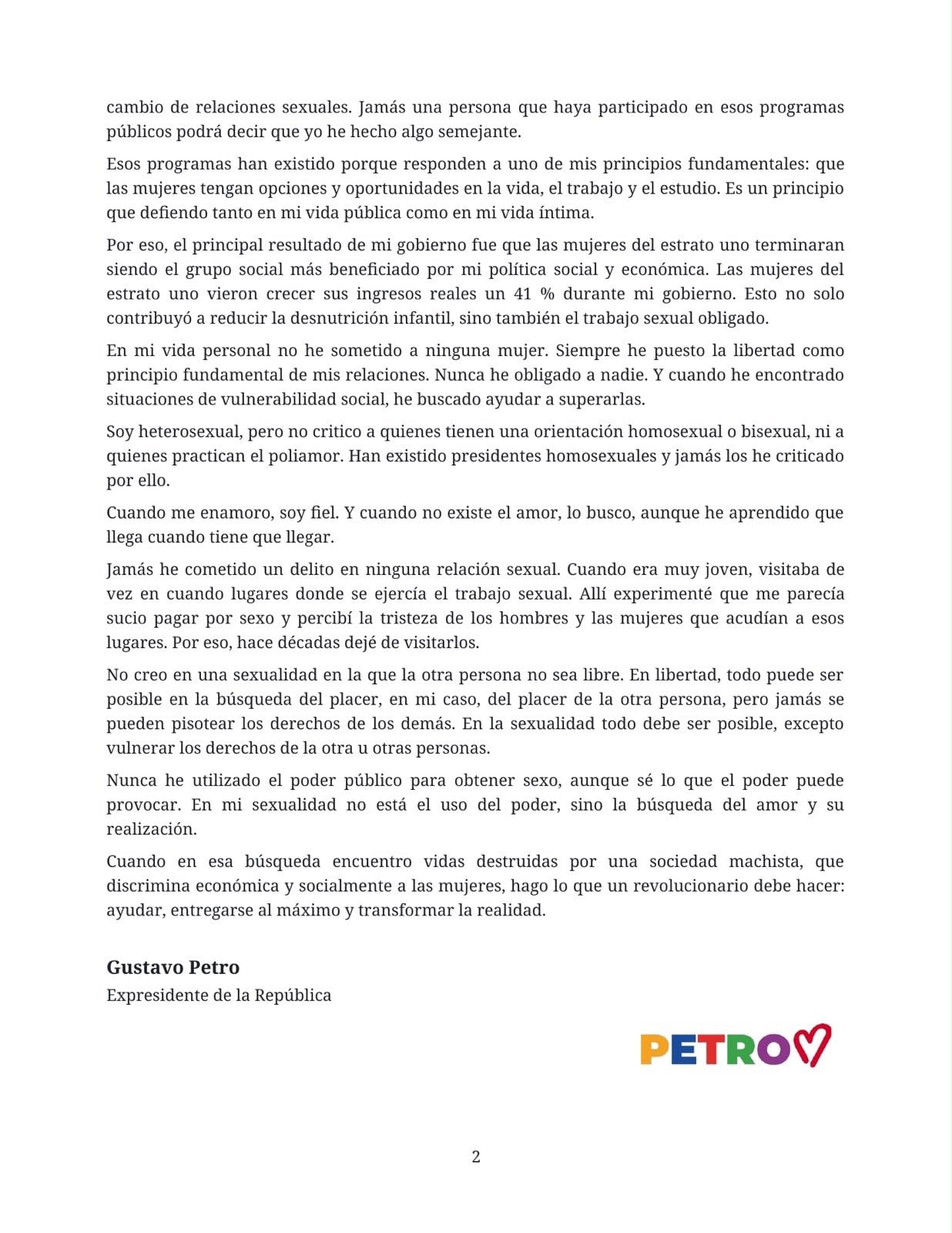 Gustavo Petro rechazó las denuncias en su contra sobre contratos a cambio de favores sexuales: “Vomitaría sobre mí mismo”