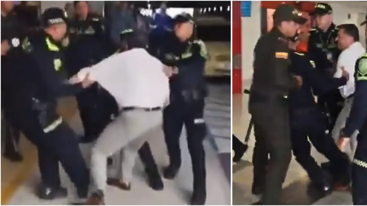 Hugo Ospina, líder de los taxistas en Colombia, fue retirado por la fuerza por la Policía durante protesta en aeropuerto Palonegro de Bucaramanga