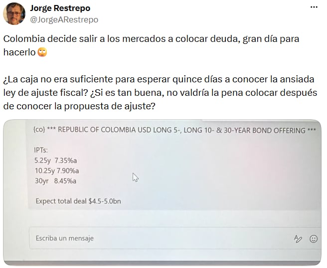 Colombia batió récord de deuda externa con bonos por USD 5.200 millones: así se usarían los recursos